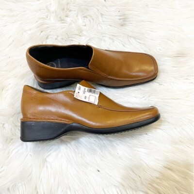 Rockport NWT Brown Leather Square Toe Slip On Wedge Loafers  display picture 1