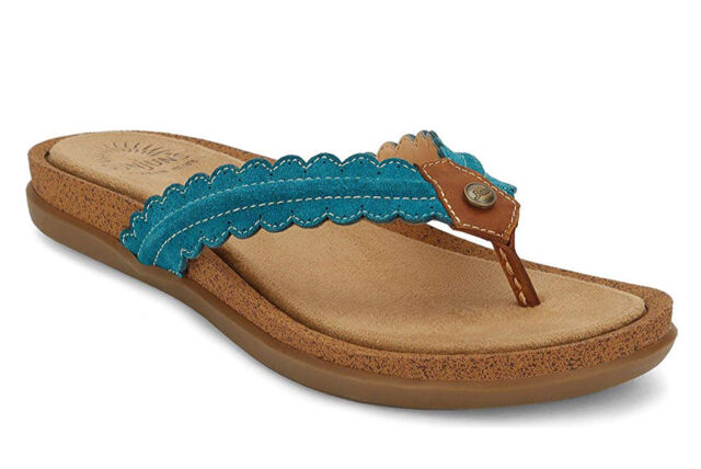 NIB G H  Bass Co Samantha Women Leather Sandals  teal Sz 