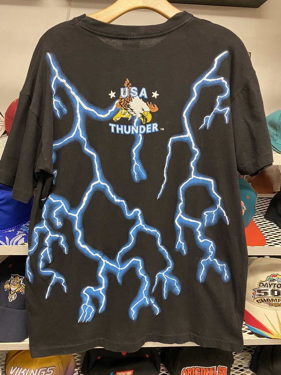 【KOOLOSET】Vintage Thunder MAKE Tee Vintage USA Thunder Cougar Lightning Tee Black T-Shirt AOP