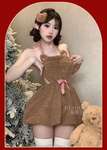 Plush halter short skirt, halter bear, cute maid outfit, sexy lingerie, female - Bild 21 von 23