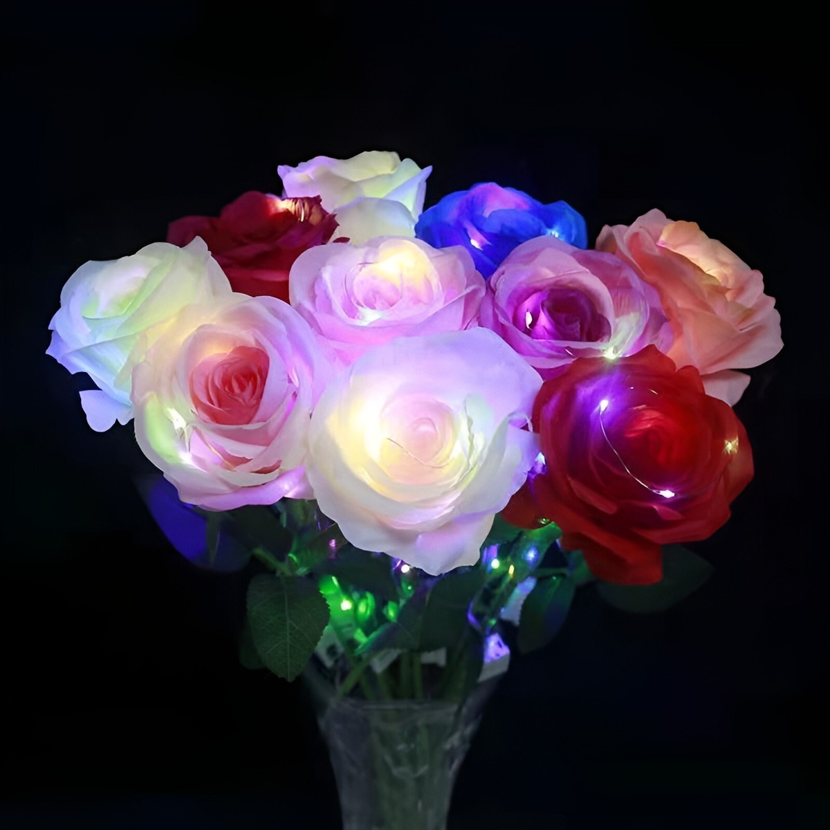 rose toy blinking light Eternal Rose Flower LED Enchanted Light up Rose LED Light Valentine's Gift  6 PC