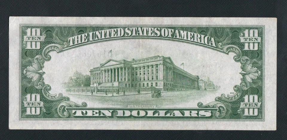 GORGEOUS RARE B-A BLOCK 1934A $10 NORTH AFRICA NOTE!!  NO PINHOLES OR TEARS  - Image 3 of 3