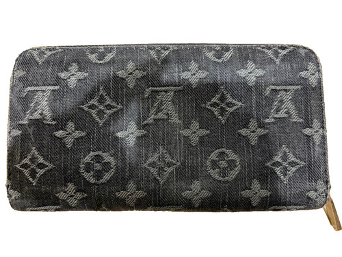 LOUIS VUITTON Monogram Denim Zippy Long Wallet Black from Japan