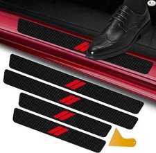 Door Sill Protector for Car, 4Pcs Carbon Fiber Anti-Dirty Scuff Plate Cover Guar