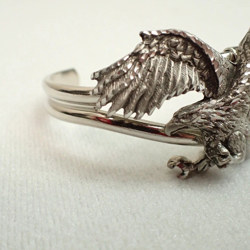 Sterling Silver Eagle Cuff Bracelet EIC925 1.3oz Bold Modern Flying Eagle Design - Image 2 of 4