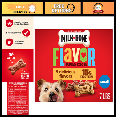 Crunchy Dog Treats for Small Dogs, Flavored Biscuits, 7 lb Box - Milk-Bone Style