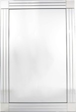 MirrorOutlet Modern Triple Edge Modern Venetian Mirror, Silver, 120 x 80 cm