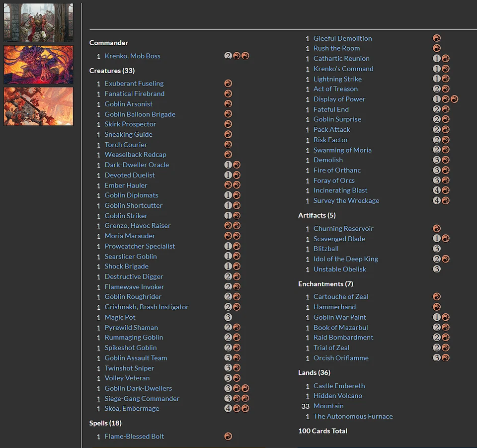 Krenko, Mob Boss MTG EDH Commander Deck | Mono Red Goblins! - Image 2 of 4
