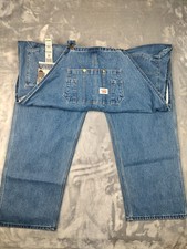 Roundhouse Bib Overalls Mens 56x32 Blue Denim Heavy Duty Hammer Loop Workwear