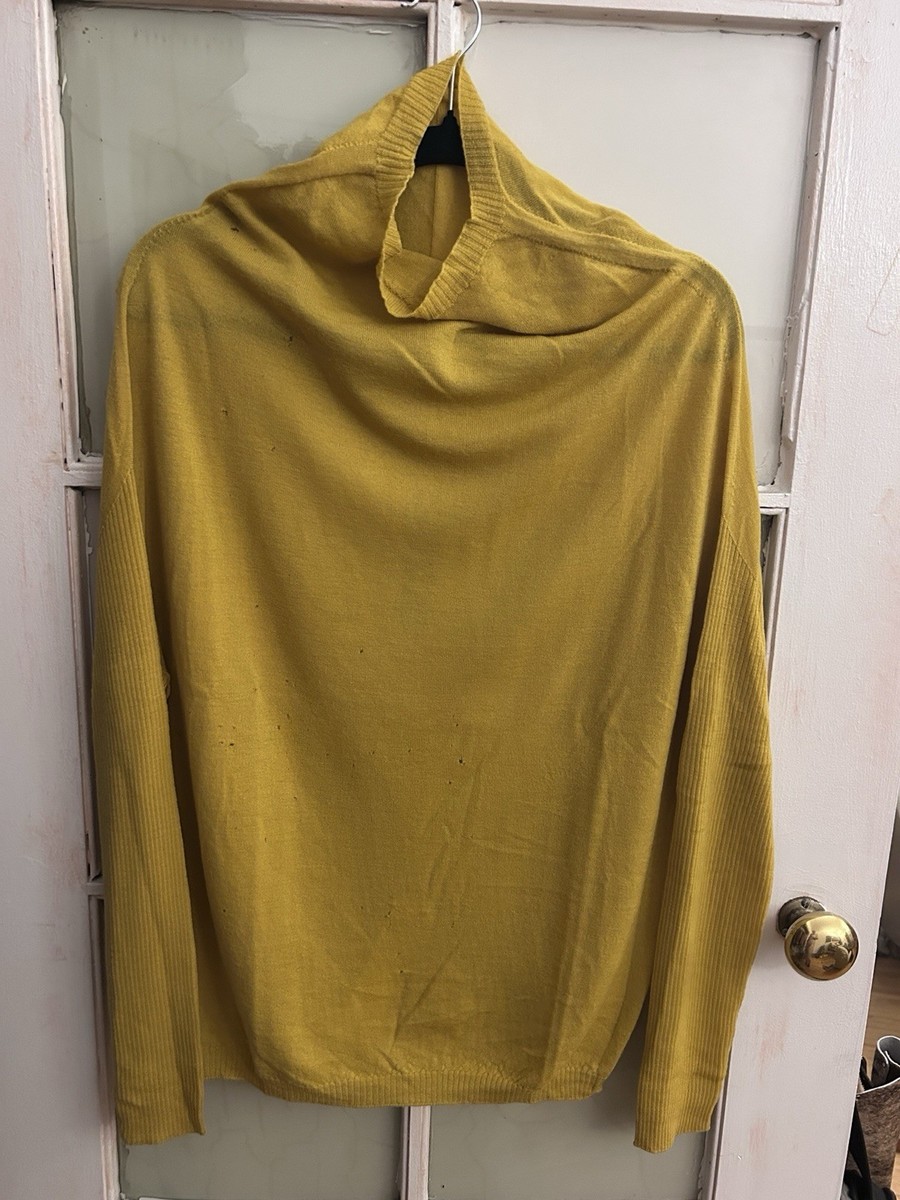 Flawed - Rick Owens Yellow Fine Wool Cowl Neck Sweater Size M