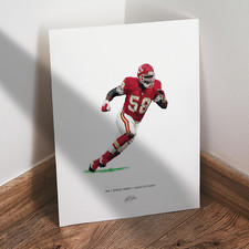 Derrick Thomas Poster Kansas City Chiefs Football 8x10 Illustration Art Print