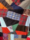Antique 1960 Colorful Crazy Patchwork Handmade Velvet Wool Flannel plaid Quilt — photo 2