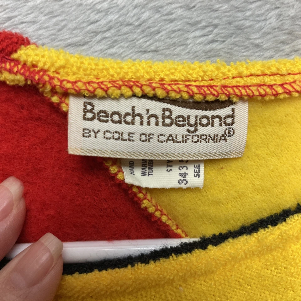 Mono mameluco vintage Beach n Beyond para mujer M rojo amarillo negro tela de rizo años 80 Foto 3 de 4