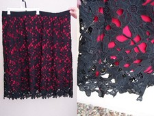Catherines Black Label lace skirt plus size 4x red midi stretch waist washable
