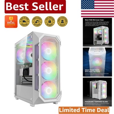 White ARGB Mid Tower Gaming Case with Tempered Glass & 4 Fans - AURA GC1 ELITE