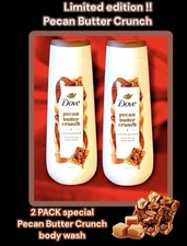 2 PACK Dove Pecan Butter Crunch LIMITED EDITION Body Wash 20oz Each