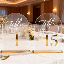 1-15 Arch Acrylic Wedding Table Numbers with Stands 5X8 Inch Signs