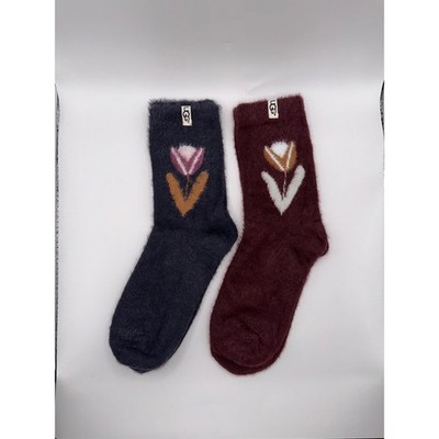 UGGS Fuzzy Cozy Socks One Size 2 Pairs Adult Women Blue and Red
