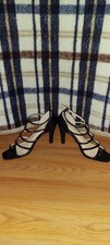 Black Strappy Stiletto Open Toe Slip On Solid Women's Heels Stylish Dress Shoes