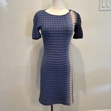 Missoni Orange Label Short Dress Womens 38 Blue Striped Bubble Texture Knit XS