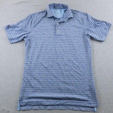 Johnnie O Newton Polo Shirt Mens Small Blue Lake Stripe Performance Golf Stretch