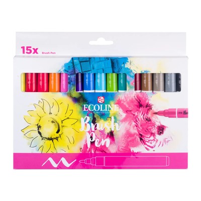 Ecoline Brush Pen Set 15 Farben Aquarell Pinselstifte für Künstler
