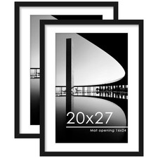 20x27 Picture Frame Set of 2, Display Pictures 16 x 24 with Mat or 20 x 27 Wi...