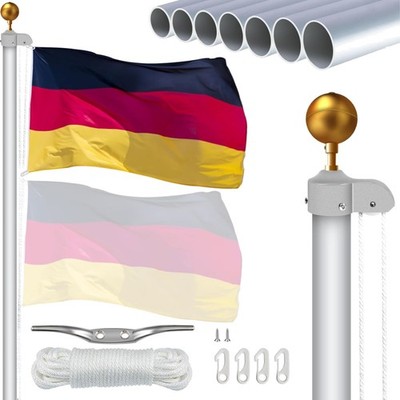 Fahnenmast Aluminium 6m verstellbar outdoor Flaggenmast Set silver