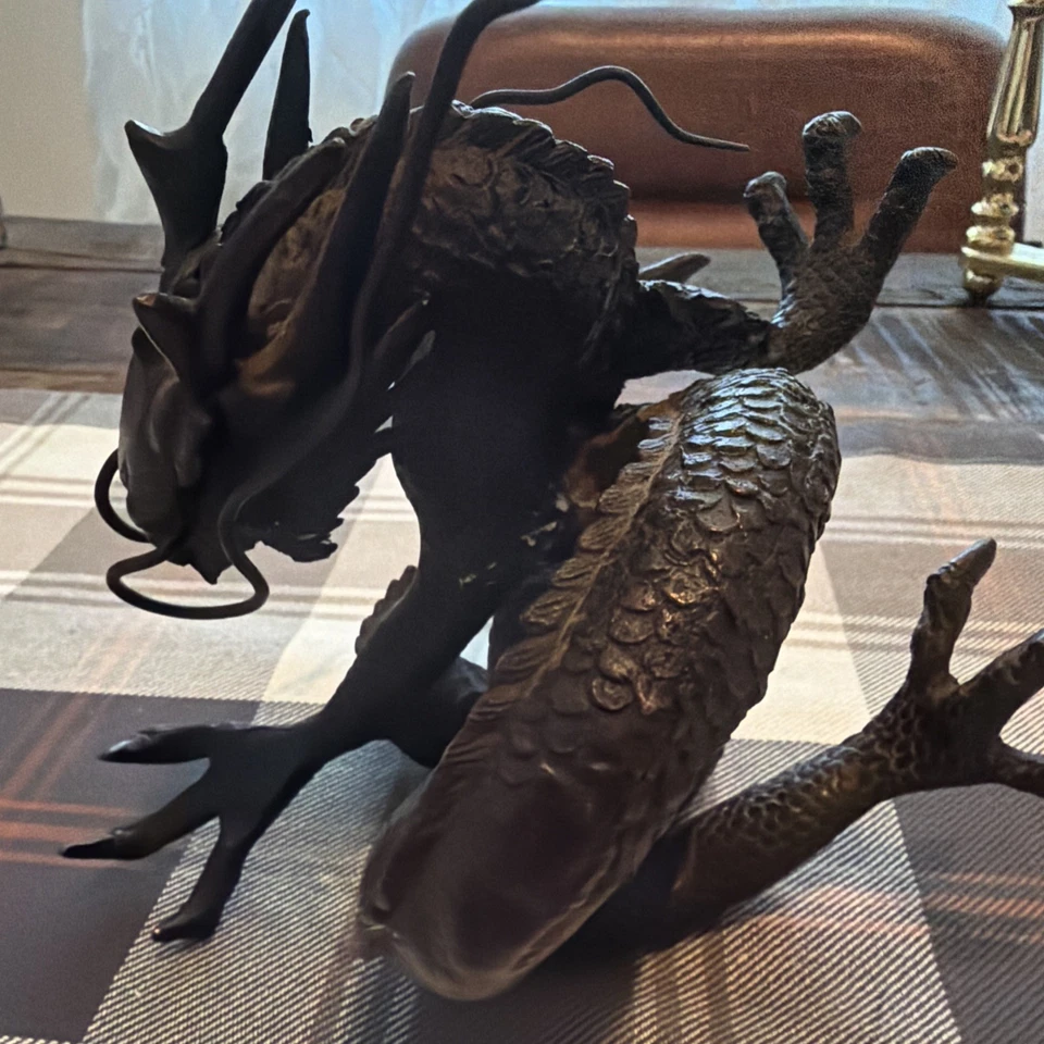 Antigua estatua escultura japonesa fina dragón ruso-hierro Foto 3 de 4