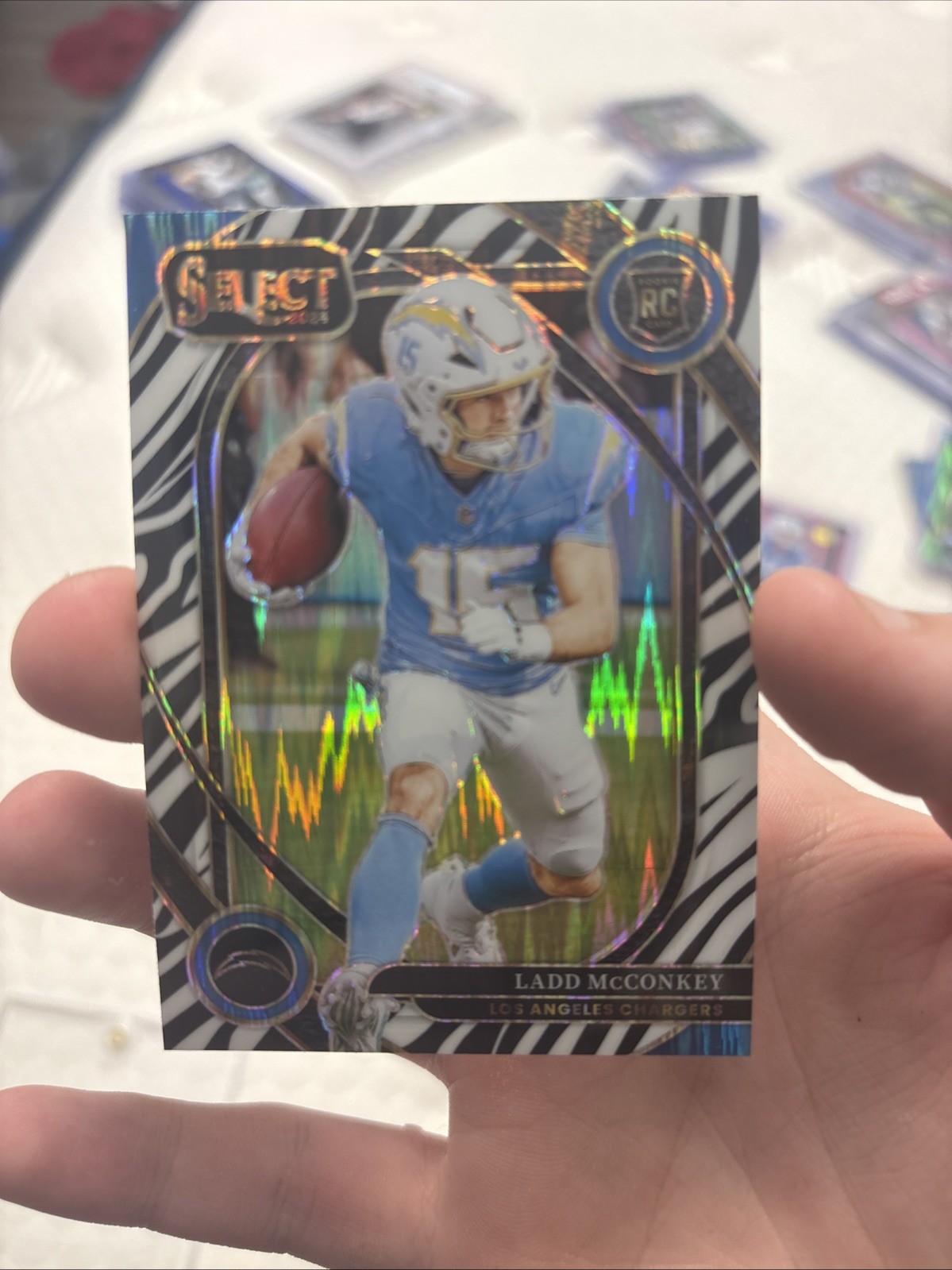 2024 Panini Select - Club Level Ladd McConkey #268 Zebra Prizm (RC)