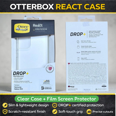 Für (Samsung Galaxy S22) Otterbox React Clear Case + Folie Displayschutz Cover