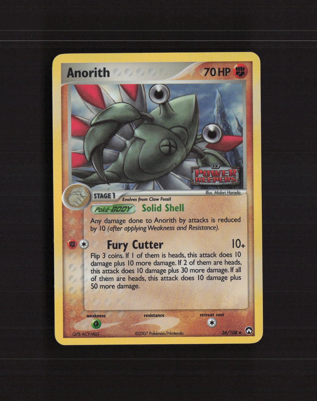 Anorith 26/108 EX Power Keepers Reverse Holo Stamped Pokemon Card LP