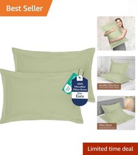 Luxurious Sage Green Euro Pillow Shams Set of 2 - Ultra-Soft Microfiber Covers