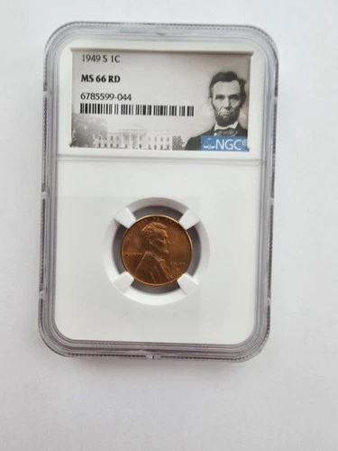 1949 S MS66 RD LINCOLN WHEAT PENNY/CENT GRADED NGC 1C S MINT COPPER COIN