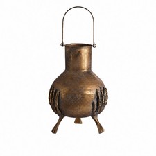 Europ&auml;ische dekorative Metallvase mit drei F&uuml;&szlig;en rustikal f&uuml;r Wohnzimmer