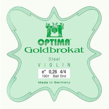 Optima Goldbrokat Steel Violin E String 4/4 Size, Light Steel, 26 guage ball end