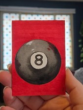 ACEO Original Artist Trading Card Honeysuckle Originals 8 Ball