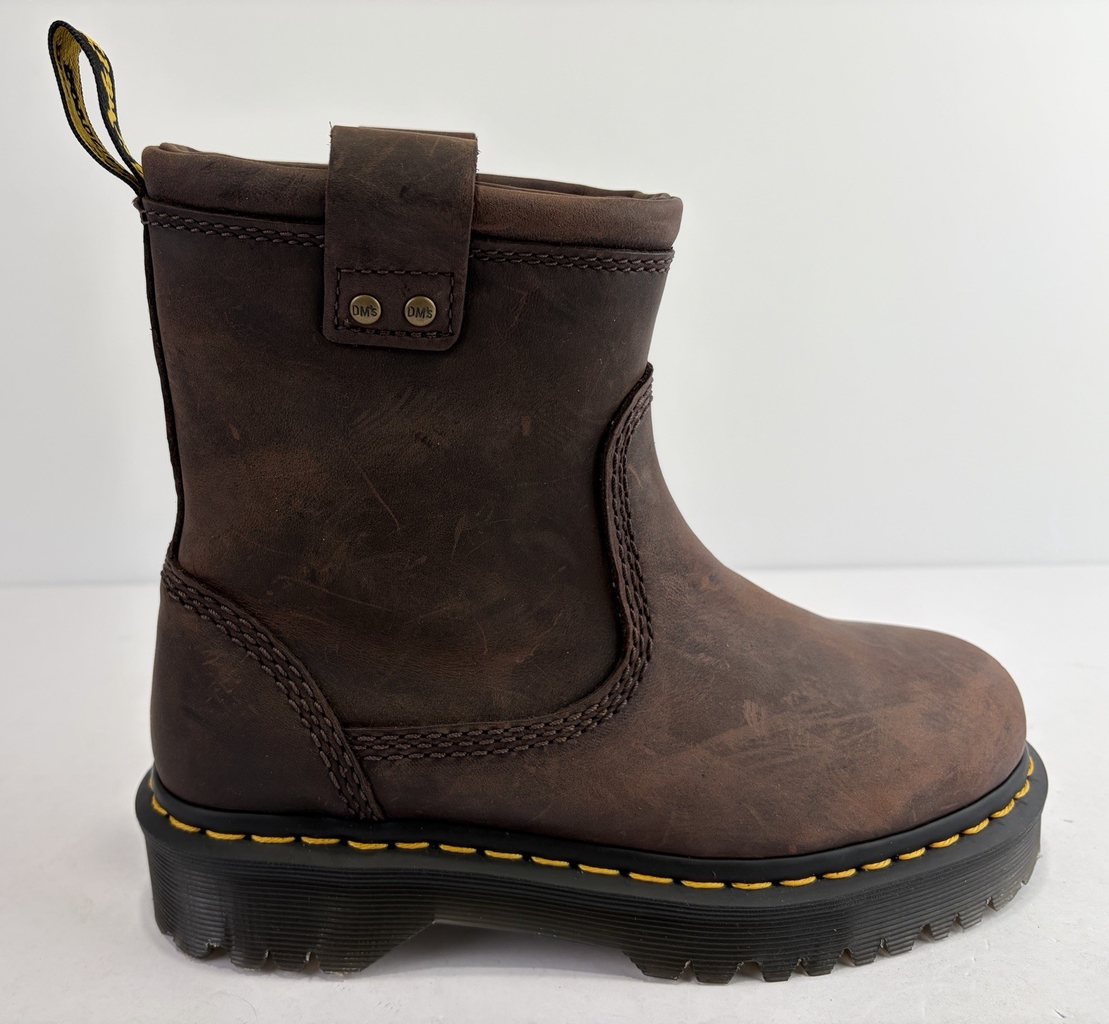 Dr. Martens Anistone Lo Leather Biker Boots Burnished Brown Womens 6 Mens 5 $225