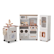 Teamson Kids Little Chef Savannah Wooden Play Kitchen with 3 Modular Pieces