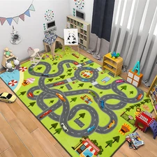 Kids Play Mat Rug, Fun and Educational City Play Rug for Hot Wheels Track Racing