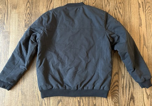 HanTon Mens Bomber Jacket Black Full Zip Insulated Quilted Flap Pockets ...