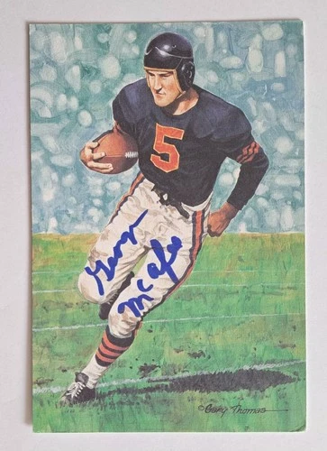 1990 Goal Line Art GEORGE McAFEE Signed LE 4x6 HOF Card /5000 Auto #51 Beckett