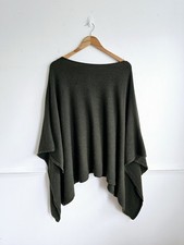 Confezionato In Italy Wool Cashmere Blend Knitted Cape Poncho OneSize Khaki