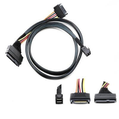 12GB/s Mini SAS Cable SFF 8643 to SFF 8639 NVMe SSD With 15 Pin SATA Power 50cm
