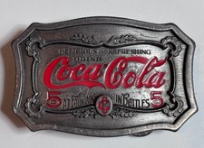 Vintage Coca-Cola Drink 5 Cents At Fountains In Bottles Belt Buckle Siskiyou USA