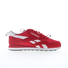 Reebok Classic Nylon Mens Red Suede Lace Up Lifestyle Sneakers Shoes