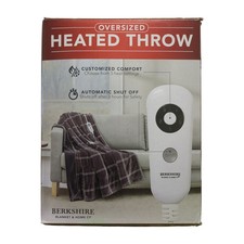 Berkshire Oversized Heated Throw with Auto Shut Off, 60"x70", Charcoal Plaid
