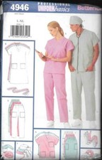 Butterick 4946 Unisex n Scrubs, Pants, Top  Cap - Size L-XL