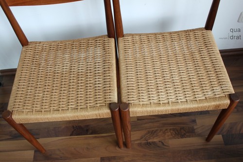 2 Poul Volther Teak dining chairs Esstisch Stuhl Papierkordel 60er Dänemark - Bild 4 von 16