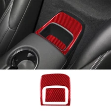 2Pcs Red Carbon Fiber Interior Rear Console Storage Cover Trim For Toyota Supra